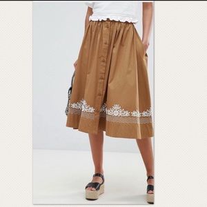 NWT French Connection Poplin Embroidered Skirt